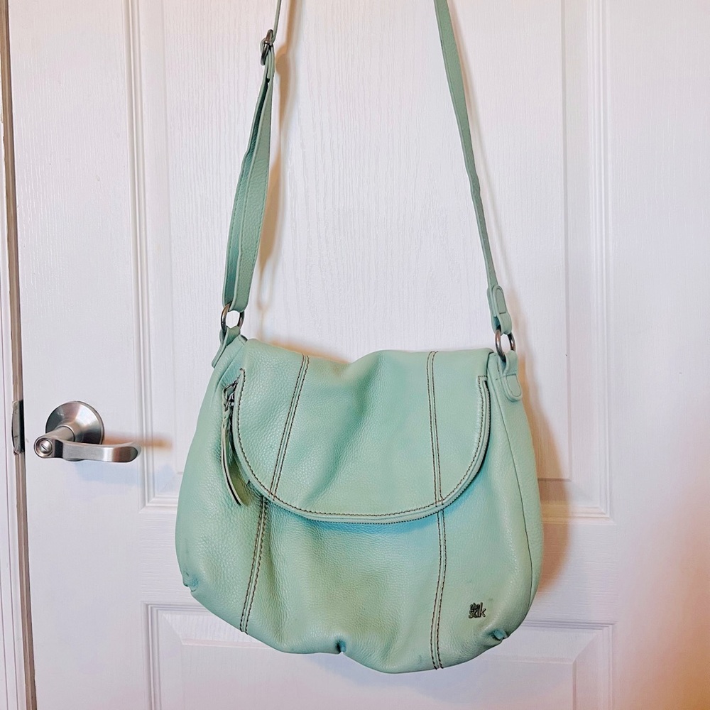 Light Aqua Cross Body The Sak Medium Bag - fold over includes beautiful lining